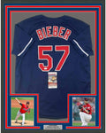 FRAMED Signed SHANE BIEBER 35x39 Cleveland Blue Jersey JSA COA Auto product image 1, provided for visual reference and