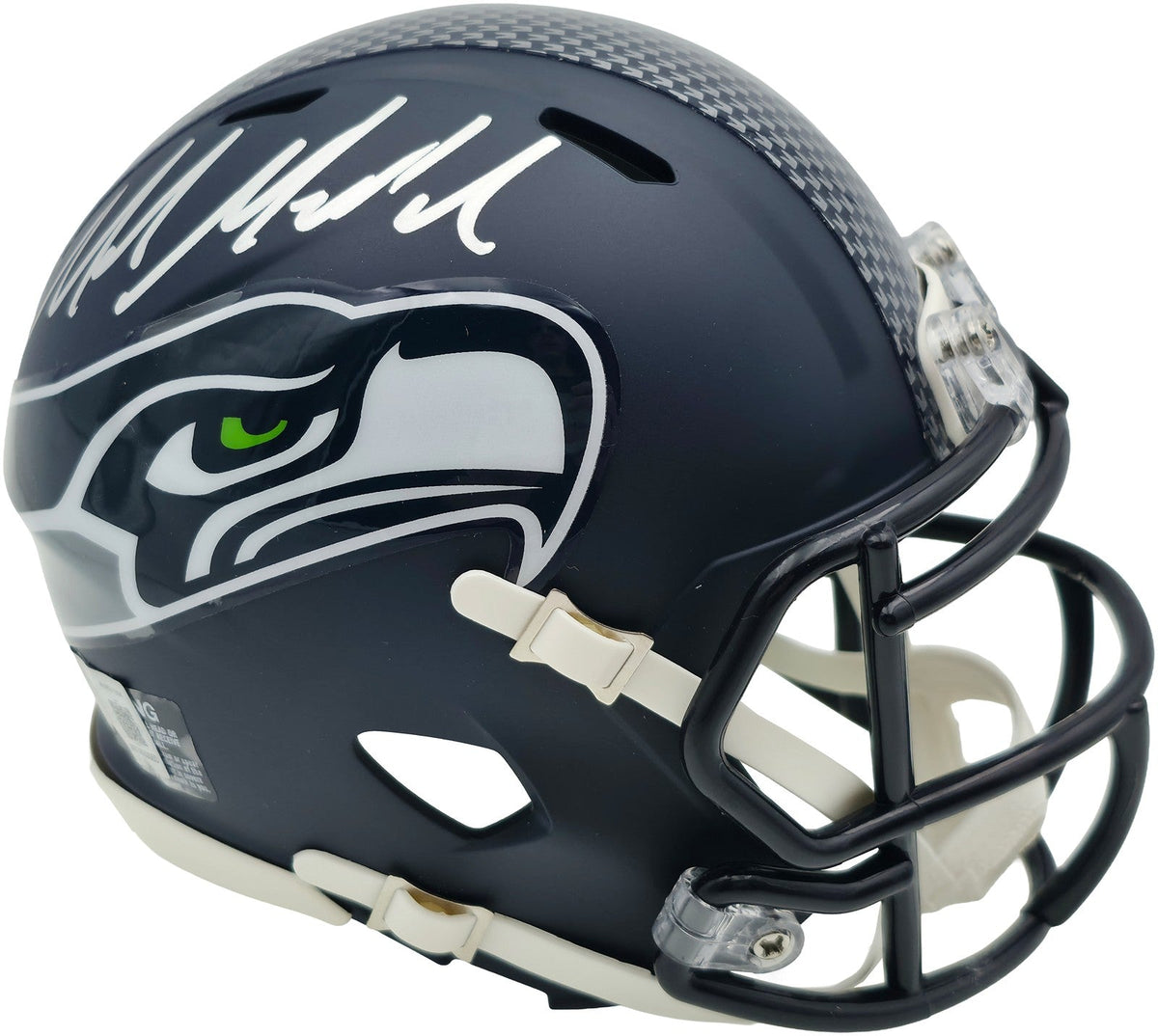 Mike Macdonald Signed Seahawks Blue Speed Mini Helmet Beckett Witness product image 1, provided for visual reference and