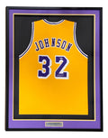 Magic Johnson Los Angeles Signed Framed Yellow Basketball Jersey PSA/DNA product image 1, provided for visual reference and