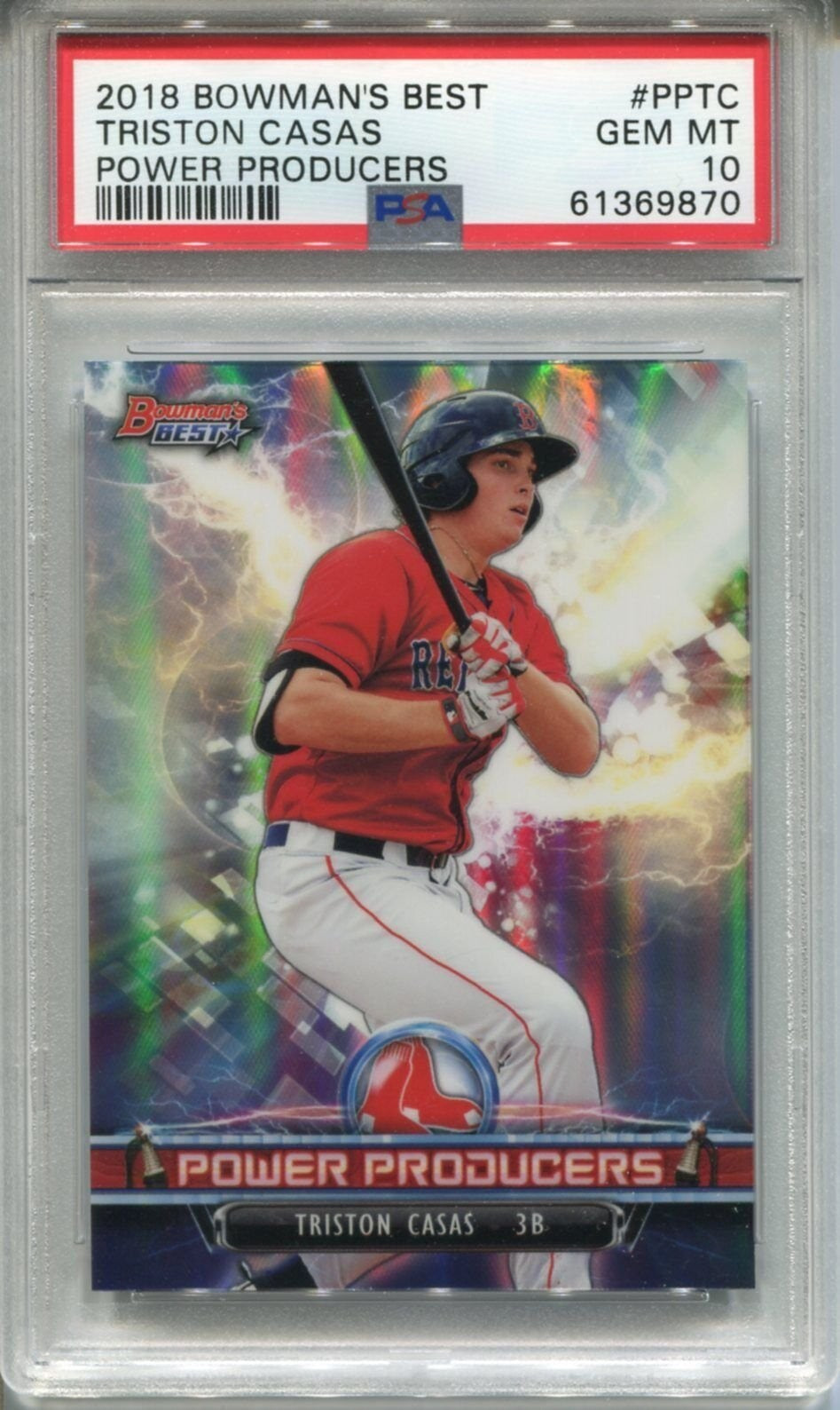 Graded 2018 BWMs Best Triston Casas #PPTC Power Producers Card PSA 10 product image 1, provided for visual reference and