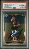 Graded 2023 Bowman Draft Paul Skenes #BDC14 Chrome RC Card PSA 10 Auto product image 1, provided for visual reference and