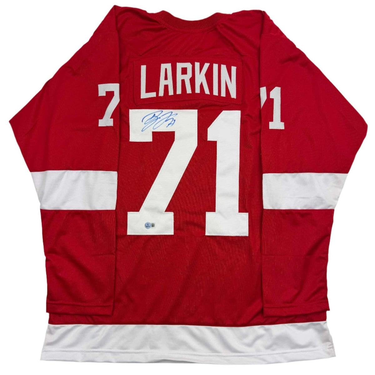 Autographed/Signed Dylan Larkin Detroit Red Hockey Jersey Beckett BAS COA product image 1, provided for visual reference and