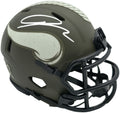 Jordan Addison Minnesota Vikings Army Green Signed Speed Mini Helmet Beckett BAS product image 1, provided for visual