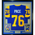 FRAMED Signed ORLANDO PACE 35x39 Los Angeles LA Blue Jersey JSA COA product image 1, provided for visual reference and