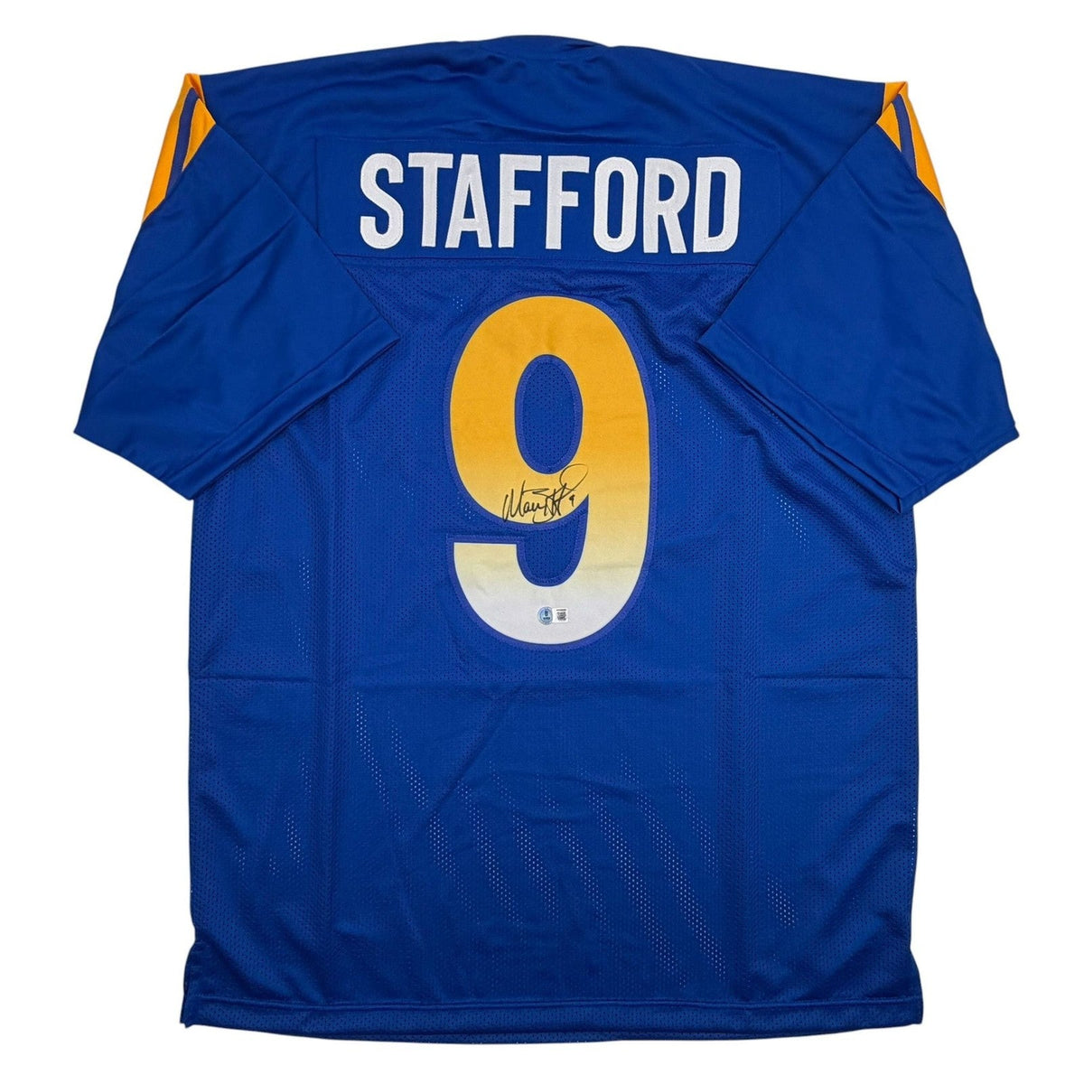 Autographed/Signed Matthew Stafford Los Angeles Blue Jersey Beckett BAS COA product image 1, provided for visual reference