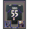 Framed Signed Terrell Suggs 35x39 Baltimore Black Jersey JSA COA product image 1, provided for visual reference and product