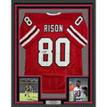 Framed Autographed/Signed Andre Rison 35x39 Atlanta Red Jersey Beckett COA product image 1, provided for visual reference
