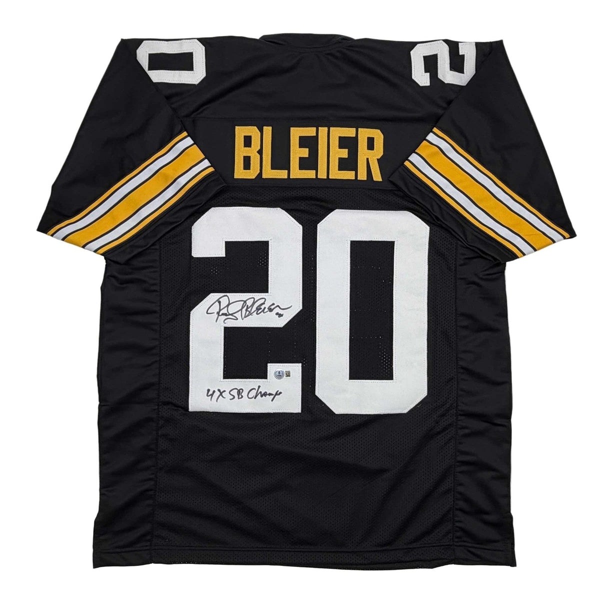 Signed ROCKY BLEIER 4x SB Champ Black Pittsburgh Jersey JSA COA Auto product image 1, provided for visual reference and