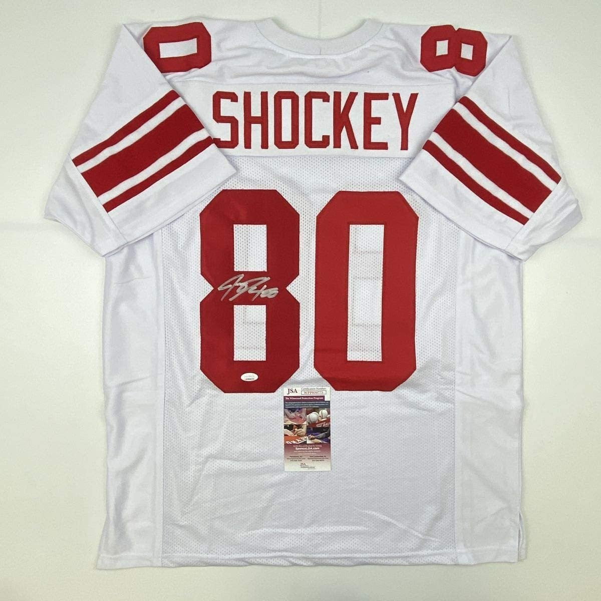 Autographed/Signed JEREMY SHOCKEY New York White Jersey JSA COA Auto product image 1, provided for visual reference and