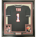 Framed Autographed/Signed Petr Yan 35x39 UFC Black Jersey Shirt PSA/DNA COA product image 1, provided for visual reference