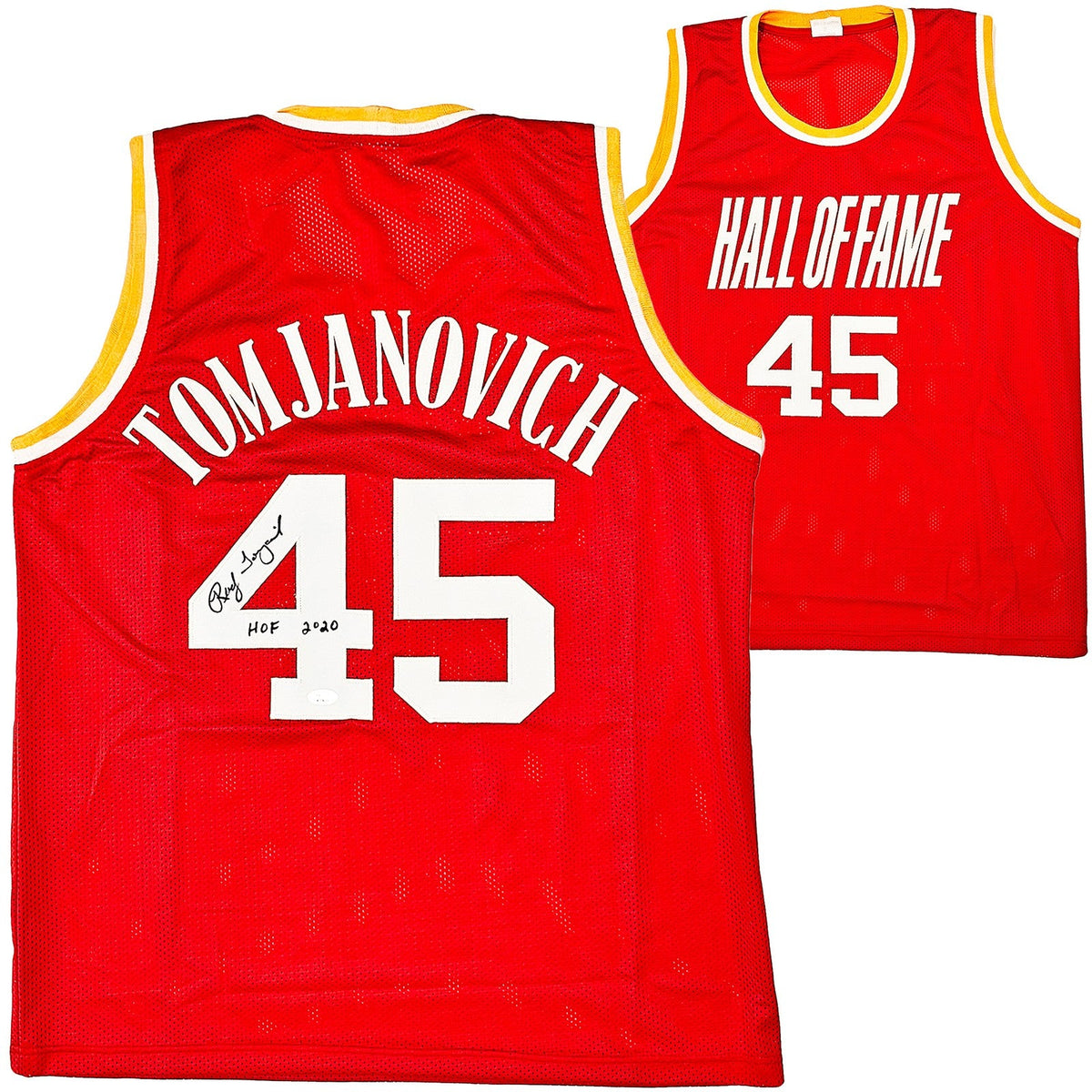 Houston Rockets Rudy Tomjanovich Signed Red Jersey "HOF 2020" JSA product image 1, provided for visual reference and product