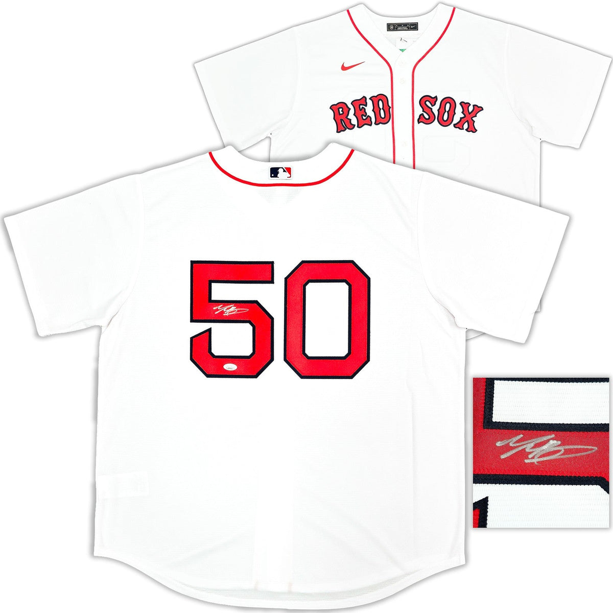 Boston Red Sox Mookie Betts Signed White Nike Jersey Size XL JSA product image 1, provided for visual reference and product