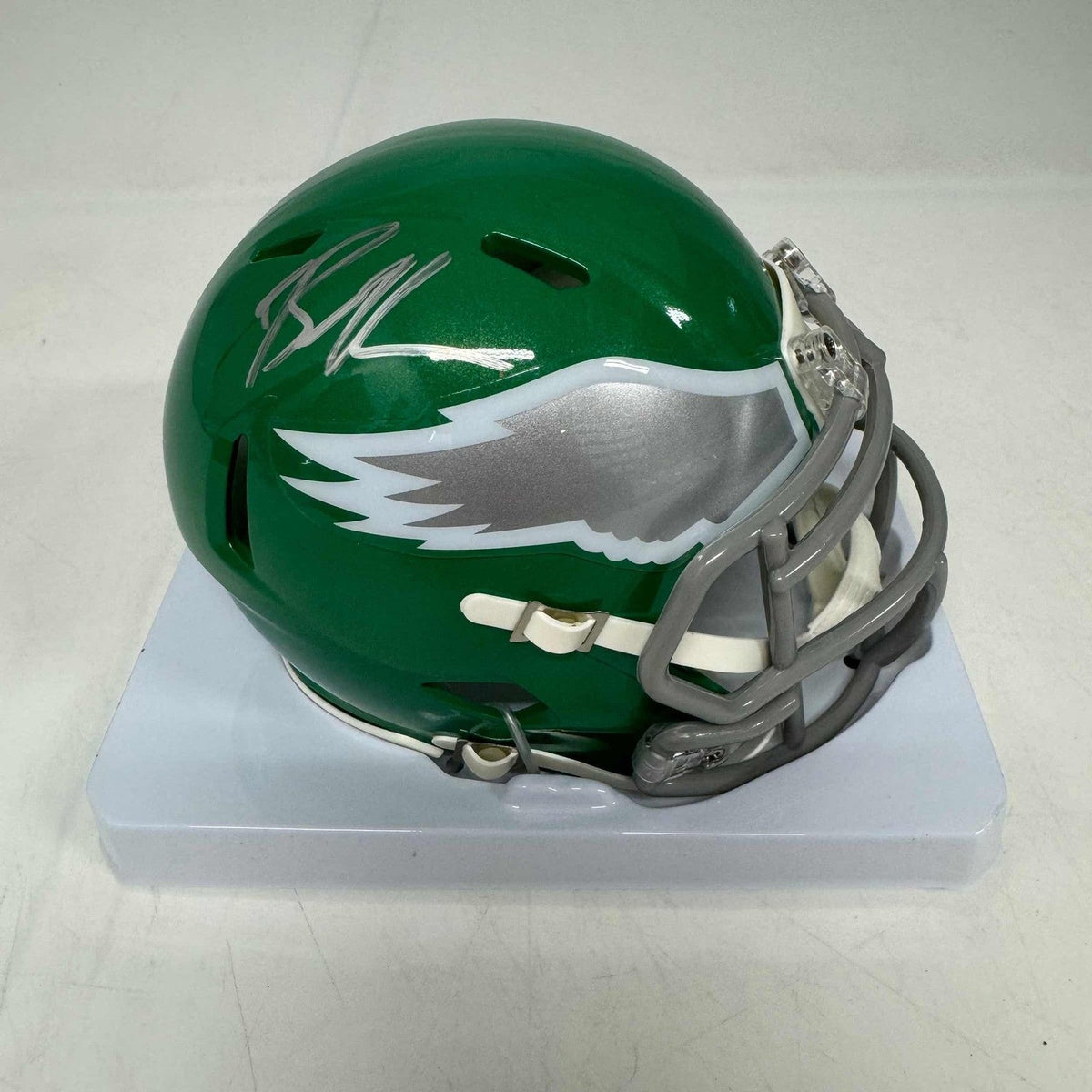 Autographed/Signed Brandon Graham Eagles Kelly Mini Helmet BAS COA product image 1, provided for visual reference and
