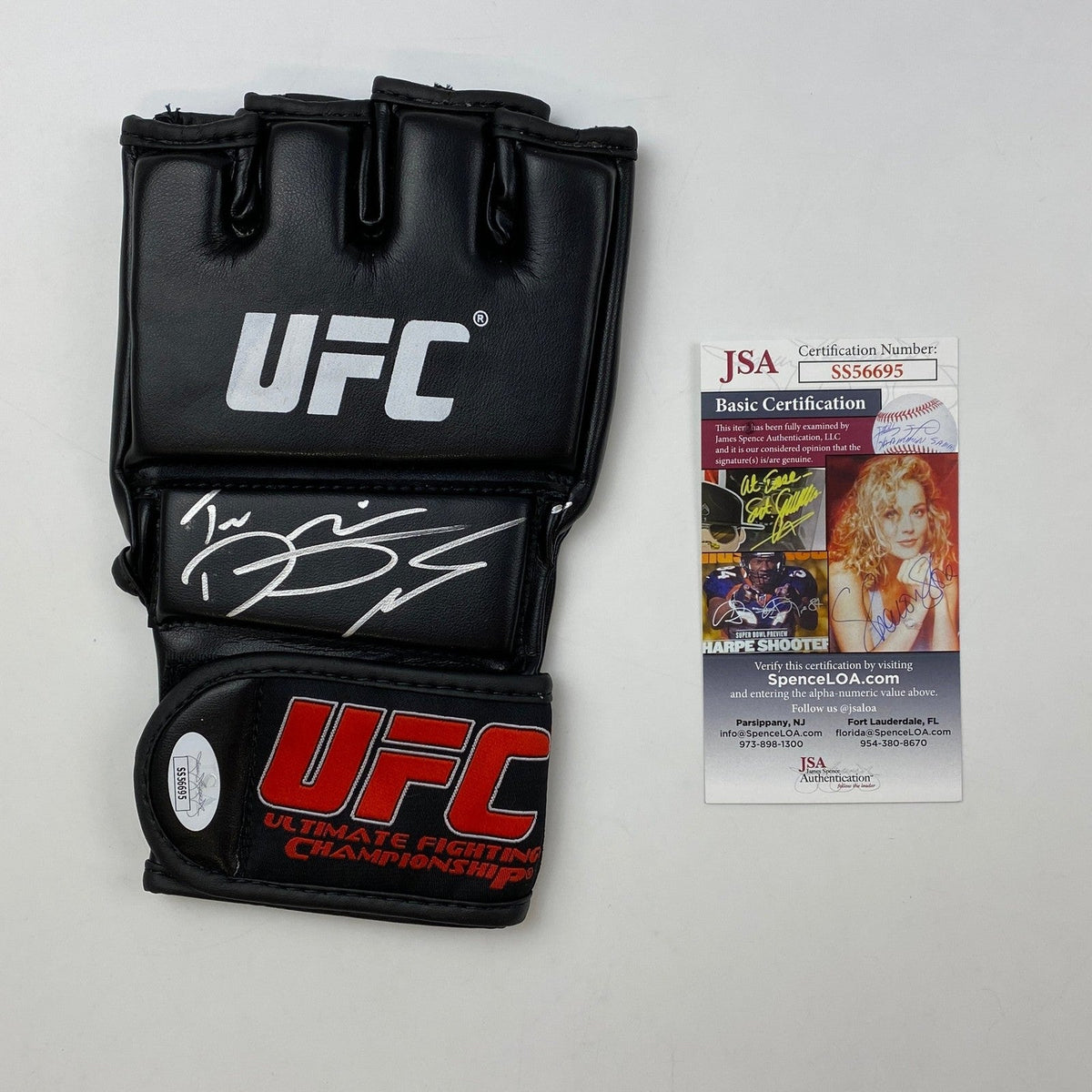 Autographed/Signed Dustin Poirier The Diamond Black UFC MMA Glove BAS COA product image 1, provided for visual reference and