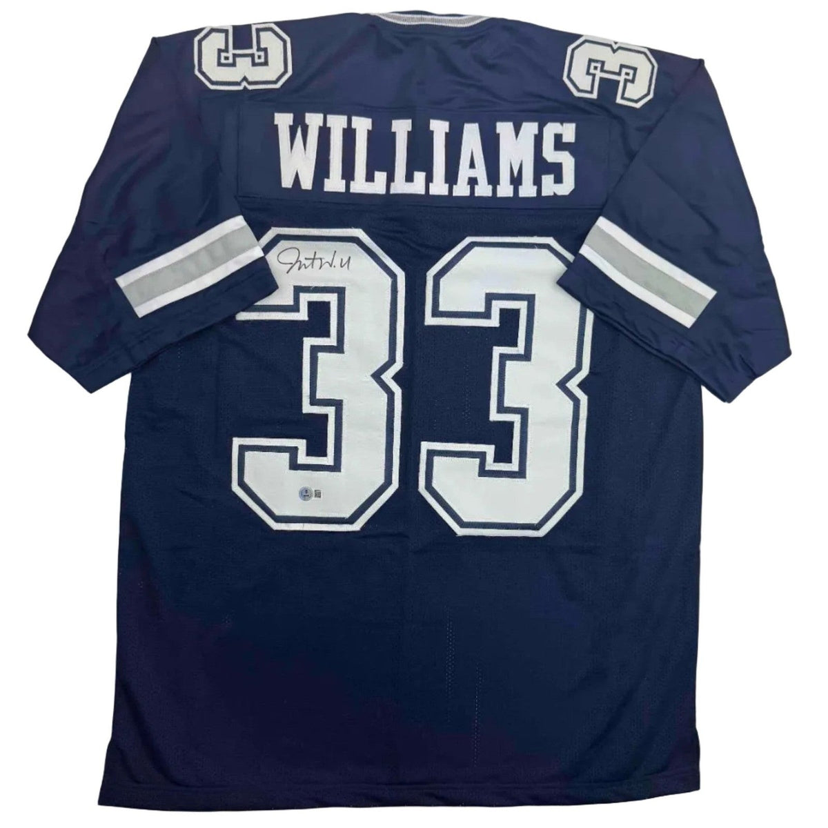 Autographed/Signed Javonte Williams Dallas Blue Jersey Beckett BAS COA product image 1, provided for visual reference and