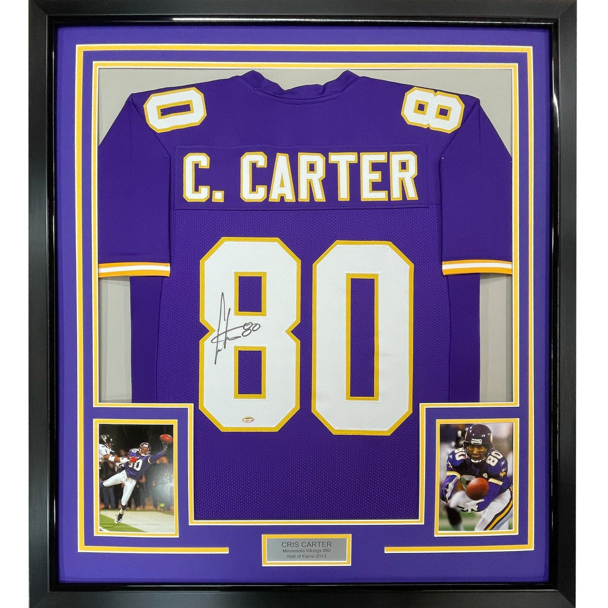 FRAMED Signed CRIS CARTER 35x39 Minnesota Purple Jersey JSA COA Auto product image 1, provided for visual reference and