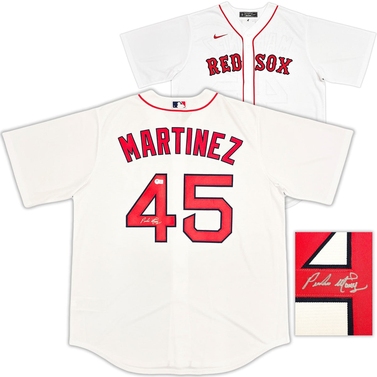 Boston Red Sox Pedro Martinez Signed White Nike Jersey Size XL Beckett BAS product image 1, provided for visual reference