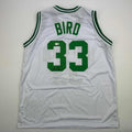 Autographed/Signed Larry Bird Boston White Jersey Beckett BAS COA product image 1, provided for visual reference and product
