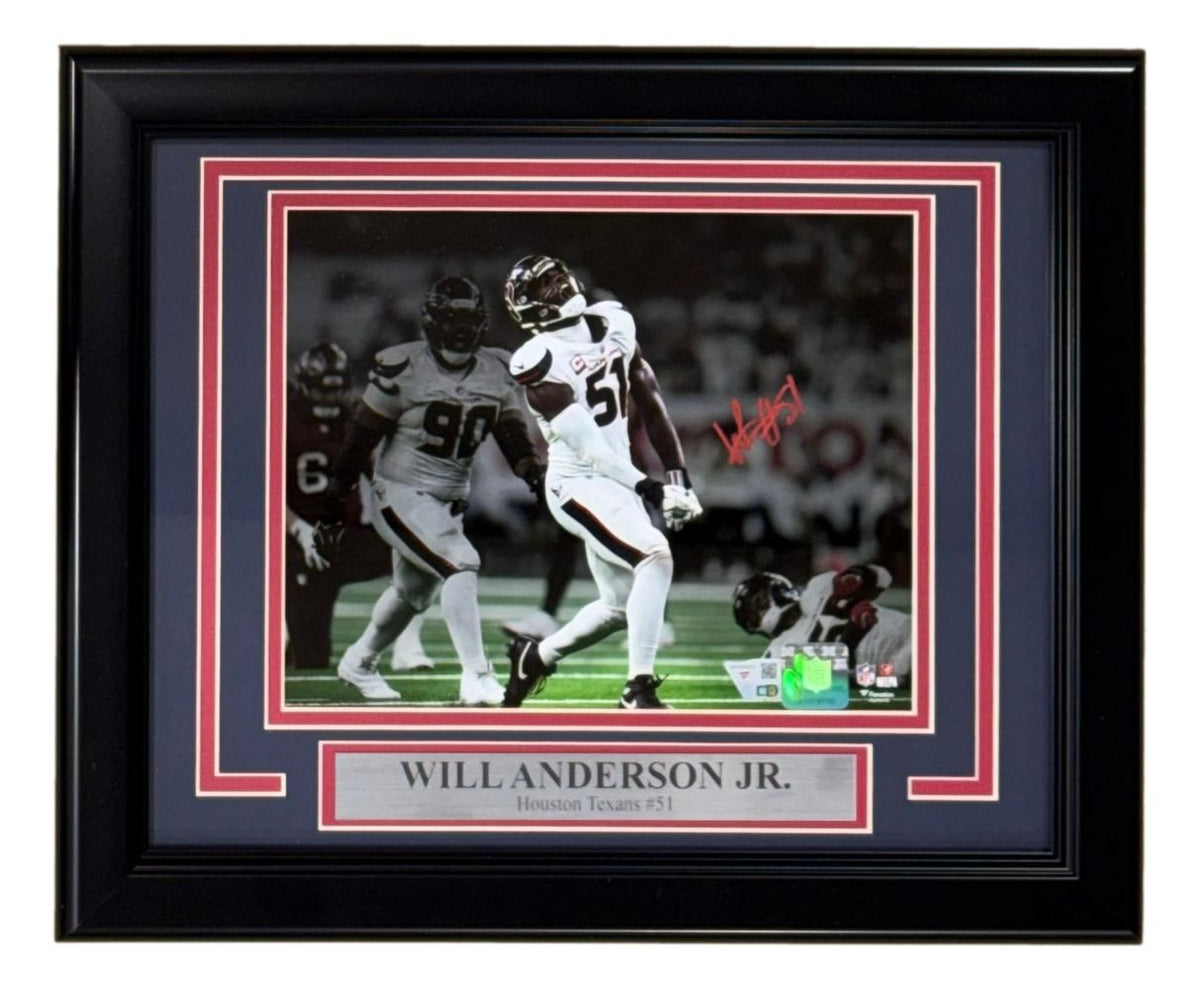 Will Anderson Jr Signed Framed 8x10 Houston Texans Spotlight Photo Fanatics product image 1, provided for visual reference