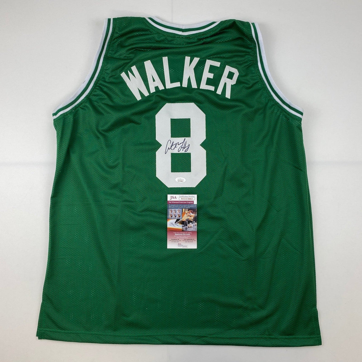 Autographed/Signed Antoine Walker Boston Green Basketball Jersey JSA COA product image 1, provided for visual reference and