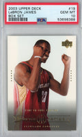 Graded 2003-04 Upper Deck LeBron James #19 Box Set Rookie Card PSA 10 product image 1, provided for visual reference and