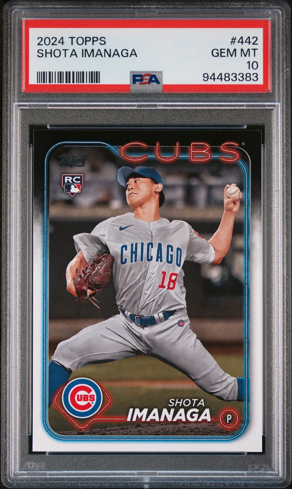 Graded 2024 Topps Shota Imanaga #442 Rookie RC Card PSA 10 Gem Mint product image 1, provided for visual reference and