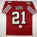 Autographed/Signed FRANK GORE San Francisco Red Jersey Beckett BAS COA product image 1, provided for visual reference and