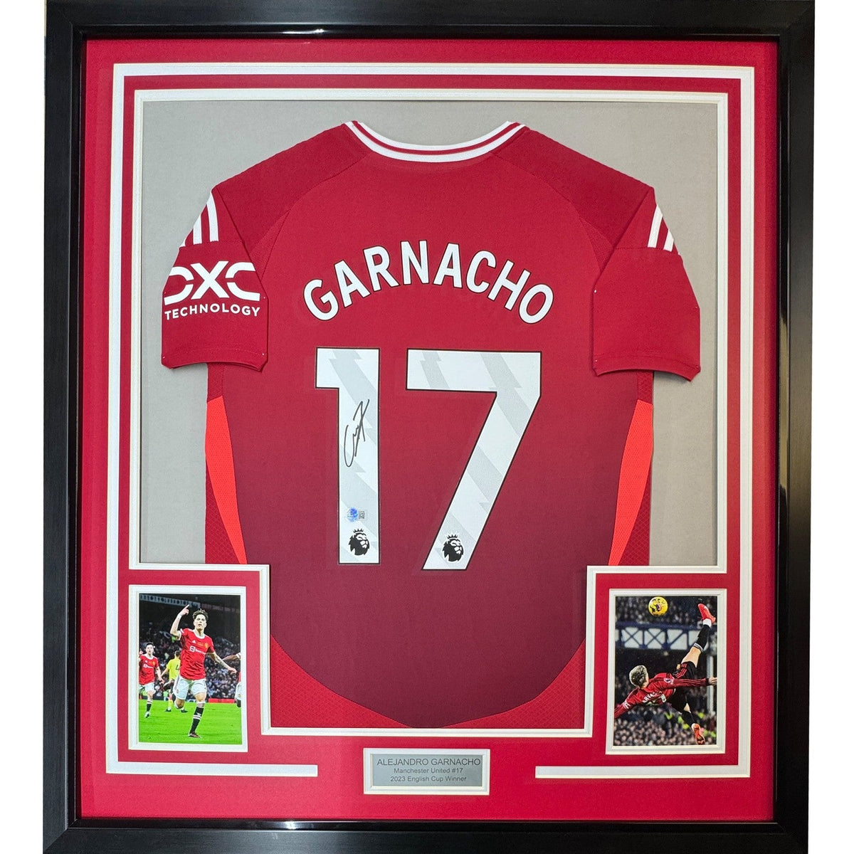 Framed Autographed/Signed Alejandro Garnacho 35x39 ManU Jersey BAS COA 3 product image 1, provided for visual reference and