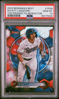 Graded 2023 BWMs Best Wyatt Langford #TP30 Top Prospect REF Card PSA 10 product image 1, provided for visual reference and