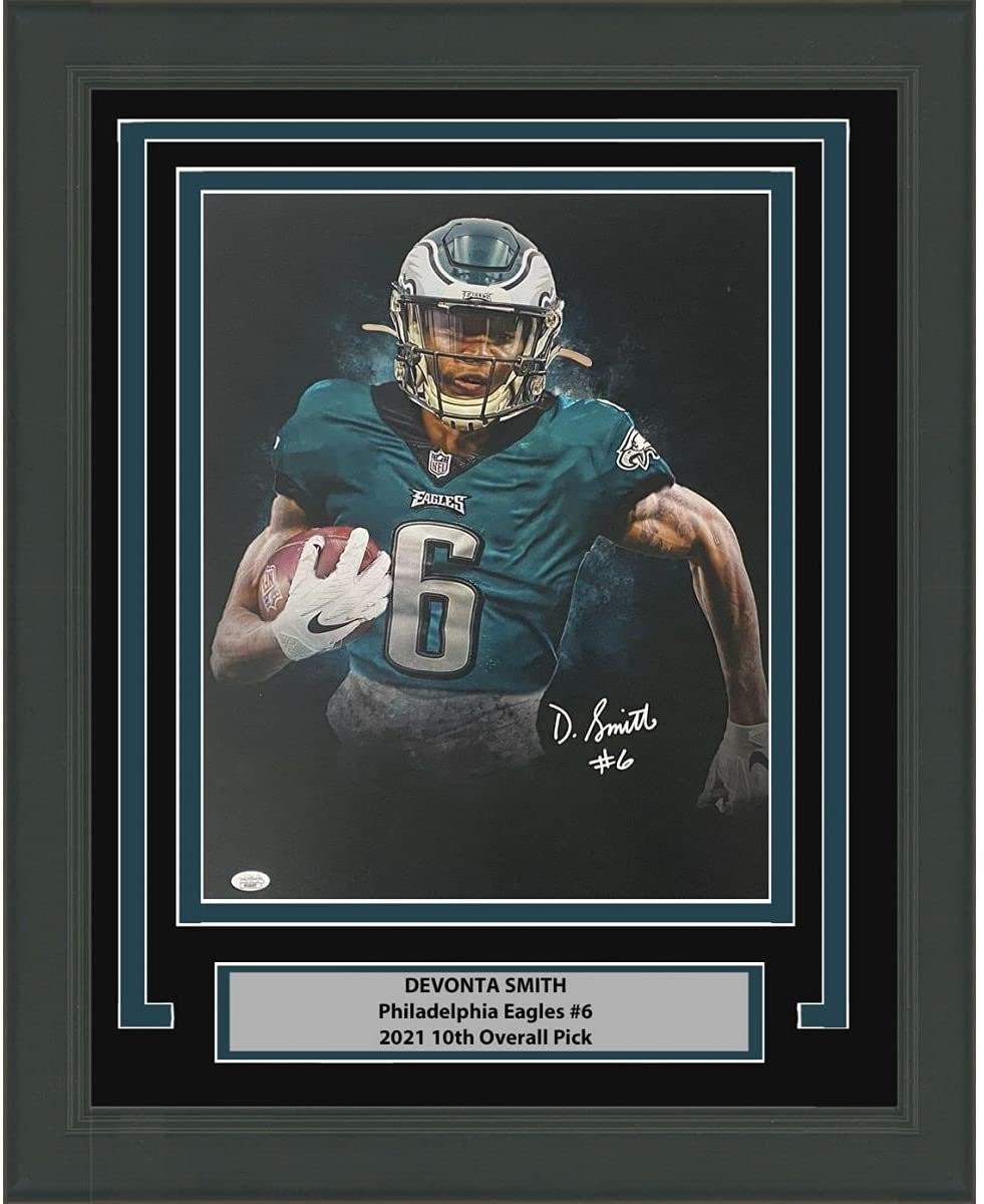 Framed Autographed/Signed DeVonta Smith Eagles 16x20 Photo JSA COA product image 1, provided for visual reference and