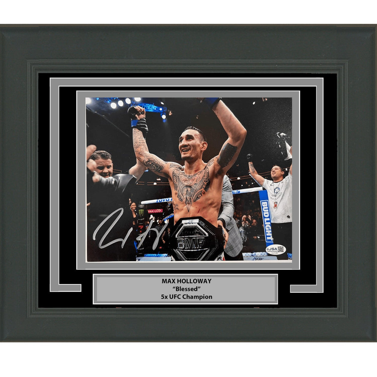 Framed Autographed/Signed Max Holloway UFC Black 8x10 Photo BAS COA product image 1, provided for visual reference and