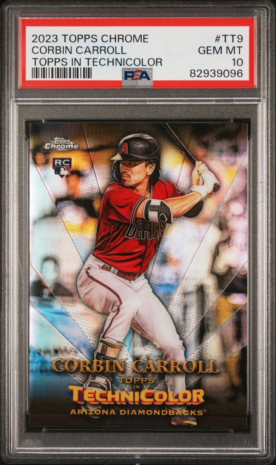 Graded 2023 Topps Chrome Corbin Carroll #TT9 Technicolor RC Card PSA 10 product image 1, provided for visual reference and