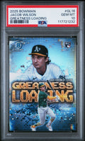 Graded 2025 Bowman Jacob Wilson #GL16 Greatness Loading RC Card PSA 10 product image 1, provided for visual reference and