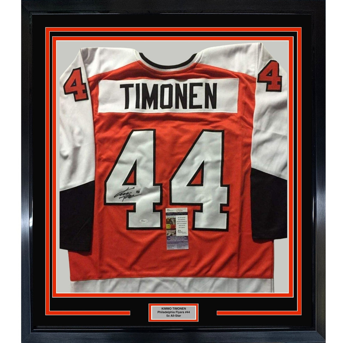 FRAMED Signed KIMMO TIMONEN 35x39 Philly Orange Jersey JSA COA Auto product image 1, provided for visual reference and