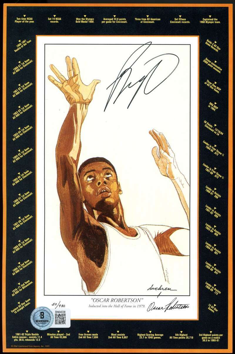 Oscar Robertson Beckett BAS Signed 6x9 Photo Autograph product image 1, provided for visual reference and product detail