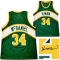 Seattle Supersonics Xavier McDaniel Signed Green Jersey MCS Holo product image 1, provided for visual reference and product