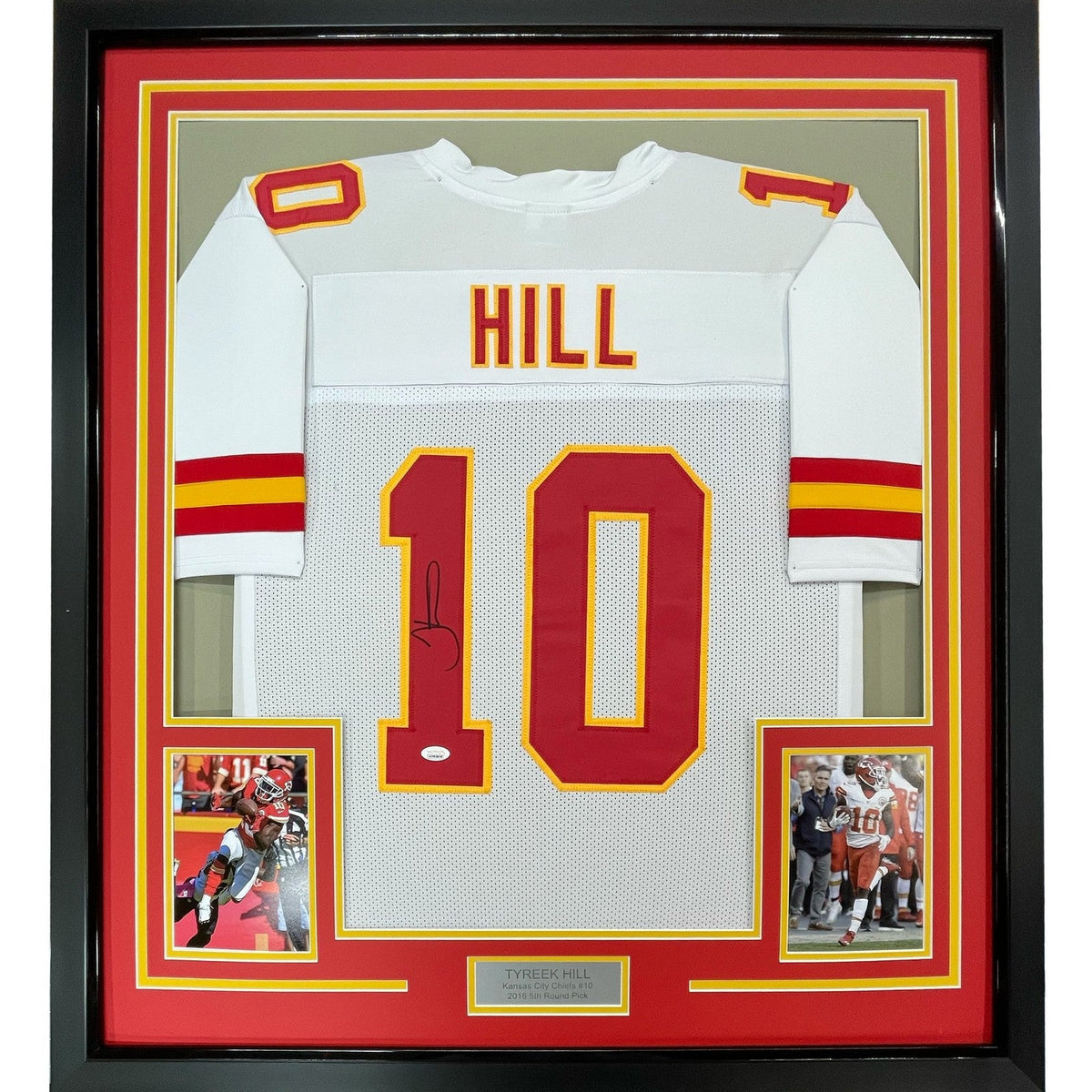 FRAMED Signed TYREEK HILL 35x39 Kansas City White Jersey JSA COA product image 1, provided for visual reference and product