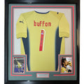 Framed Autographed/Signed Gianluigi Buffon 35x39 Italy Gold Jersey BAS COA product image 1, provided for visual reference