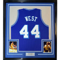 FRAMED Signed JERRY WEST 35x39 Los Angeles Blue Retro Jersey JSA COA product image 1, provided for visual reference and