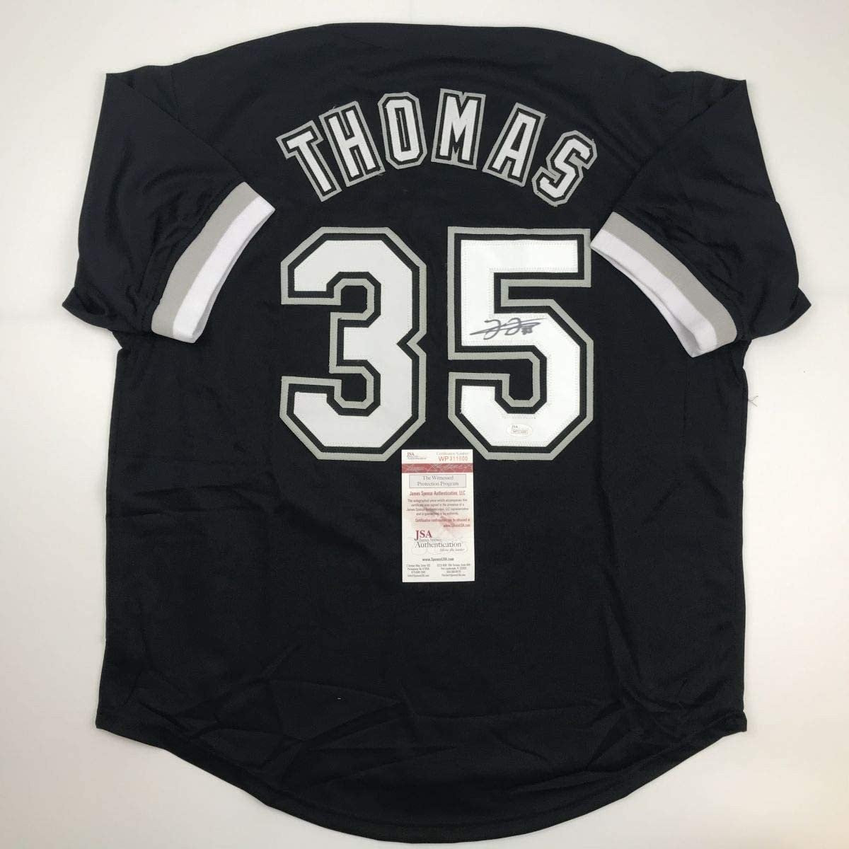 Autographed/Signed FRANK THOMAS Chicago Black Baseball Jersey JSA COA Auto product image 1, provided for visual reference