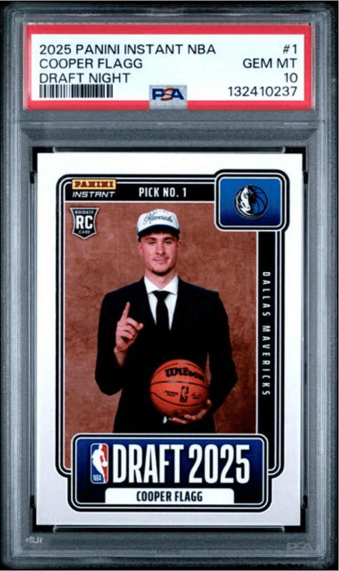 Graded 2025 Panini Instant Cooper Flagg #1 Draft Night RC Card PSA 10 product image 1, provided for visual reference and
