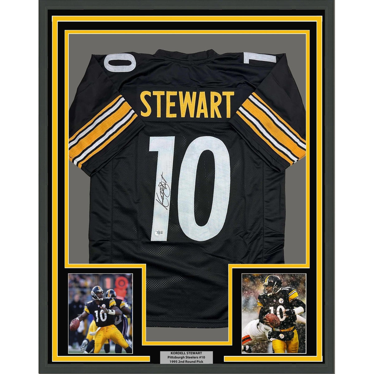 Framed Autographed/Signed Kordell Stewart 35x39 Pittsburgh Black Jersey COA product image 1, provided for visual reference