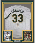 FRAMED Signed JOSE CANSECO 35x39 Oakland White Jersey JSA COA Auto product image 1, provided for visual reference and