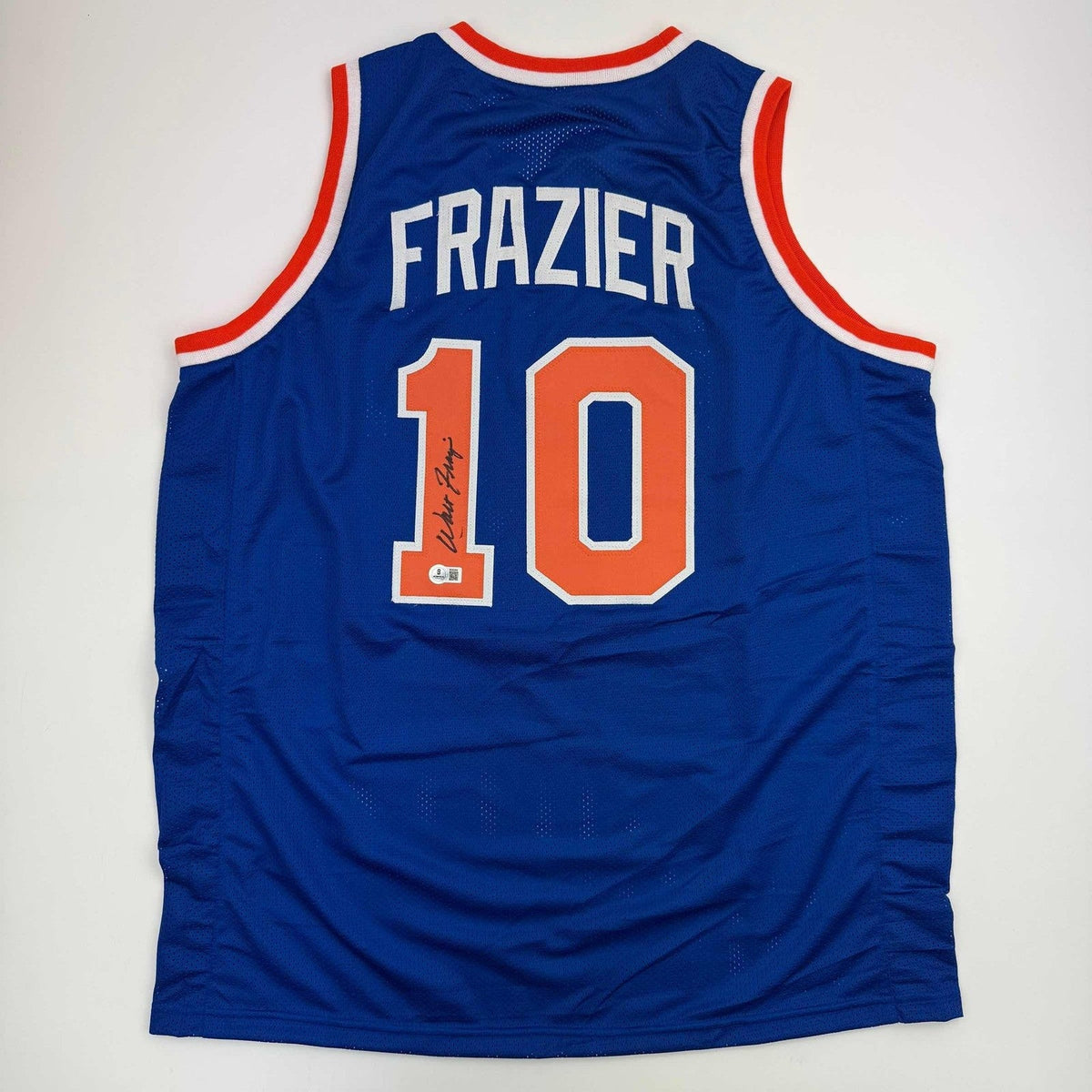 Autographed/Signed WALT FRAZIER New York Blue Jersey PSA/DNA COA Auto product image 1, provided for visual reference and
