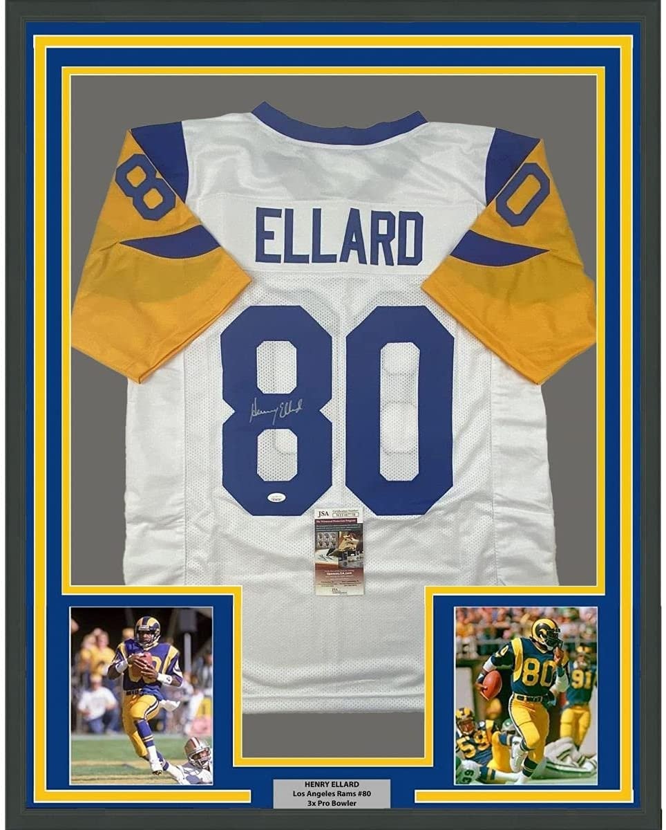 FRAMED Signed HENRY ELLARD 35x39 Los Angeles White Jersey JSA COA product image 1, provided for visual reference and product